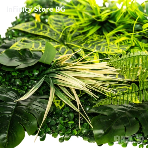 🌿 Декоративно зелено пано с изкуствени цветя – свежест и стил за вашия интериор! 🌿, снимка 3 - Декорация за дома - 53468466