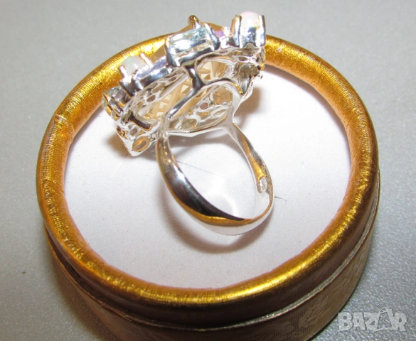 925 сребърен пръстен с лимонов кварц 28 карата, снимка 4 - Пръстени - 53811092