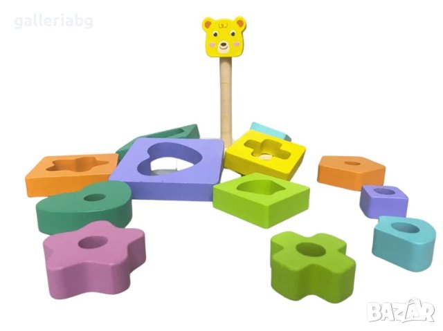 Дървен геометричен ринг, снимка 2 - Образователни игри - 41478668