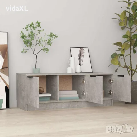 vidaXL ТВ шкаф, бетонно сиво, 102x35x36,5 см, инженерно дърво, снимка 3 - Шкафове - 56147958