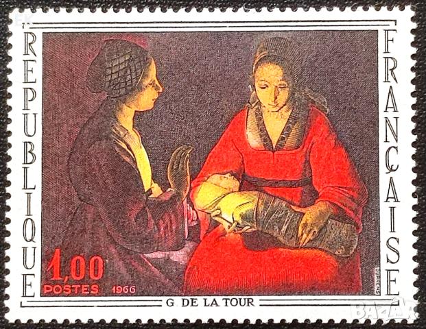 Франция, 1966 г. - самостоятелна чиста марка, изкуство, 3*12, снимка 1