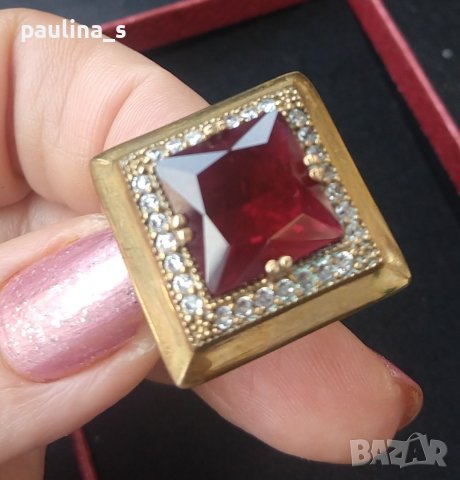 ВИНТИДЖ / Два различни броя / Сребърен пръстен с рубин и Сребърен пръстен с Ларимар , снимка 3 - Пръстени - 41327409