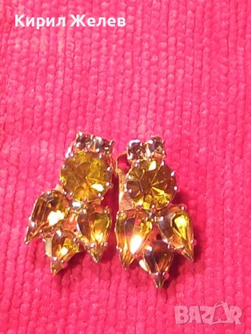 АРТ ДЕКО СТАРИННИ ОБЕЦИ с ФАСЕТИРАНИ ГОЛЕМИ ЦИТРИНИ КЛИПС ОБЕЦИ ПОЗЛАТЕНИ 17598, снимка 2 - Антикварни и старинни предмети - 31263238