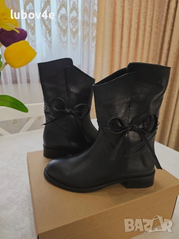 Нови дамски елегантни боти с панделки, изцяло от естествена кожа с топла подплата. , снимка 9 - Дамски боти - 53415853