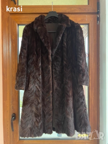 Стилен Визон за зимата, до под коляното, тъмнокафяв, снимка 2 - Палта, манта - 52420076