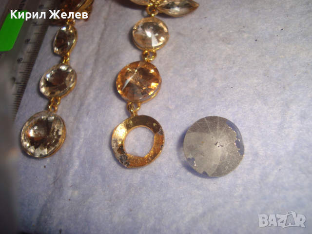 ЕФЕКТНИ СТАРИ ПОЗЛАТЕНИ КРИСТАЛНИ ФЛОРАЛНИ АРТ ОБЕЦИ 10014, снимка 6 - Антикварни и старинни предмети - 36511977