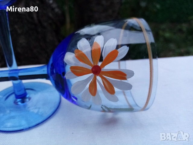 Сервиз за ракия - синьо стъкло, снимка 5 - Сервизи - 52172305