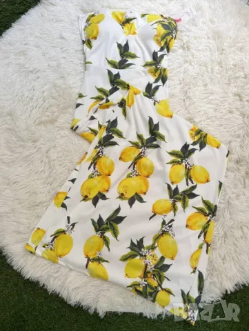 рокля с лимони , снимка 3 - Рокли - 50407150