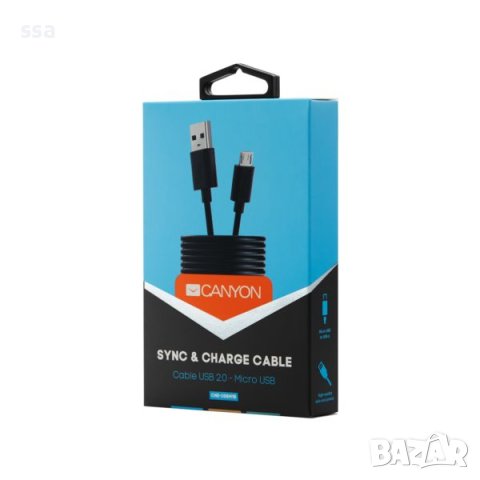  Кабел USB -> microUSB за зареждане и синхронизация CANYON CNE-USBM1, снимка 1 - USB кабели - 41292056