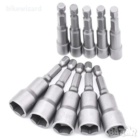 Комплект от 10 магнитни шестостенни вложки, глух ключ 6-19 мм НОВИ