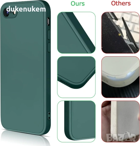 Силиконов калъф за iPhone 7/8/ SE (2020/2022) – тъмнозелен, снимка 5 - Калъфи, кейсове - 53333594
