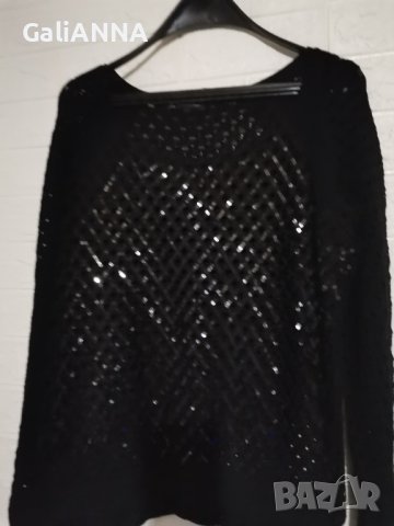 СТРАХОТНА БЛУЗА С ЛЪСКАВИ ЧЕРНИ ПАЕТИ XL