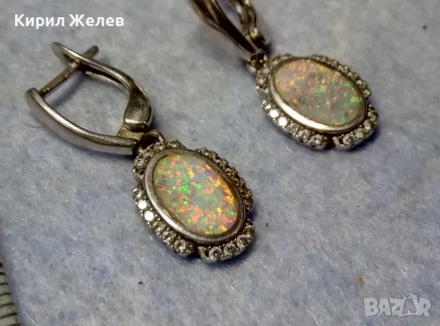 ПРЕКРАСНИ СКЪПОЦЕННИ СРЕБЪРНИ ОБЕЦИ СРЕБРО 925 АНГЛИЙСКА ИЗРАБОТКА с БЯЛ ОГНЕН ОПАЛ и ЦИРКОНИ 26212, снимка 10 - Обеци - 49917578