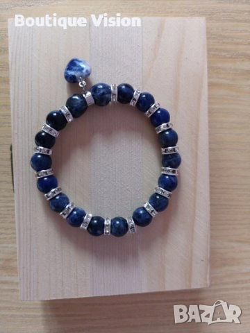 Ново! Гривна с естествени камъни - Содалит, снимка 4 - Гривни - 31914725