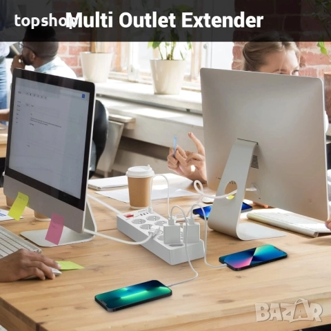 Нов 12-полюсен разклонител с пренапрежение и ключ, стенен разклонител с 12 контакта и 2 USB-C ..., снимка 7 - Други стоки за дома - 51637919