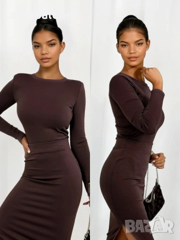 Дамски комплект Paola: миди пола и блуза с дълги ръкави, 6цвята , снимка 13 - Комплекти - 52279179