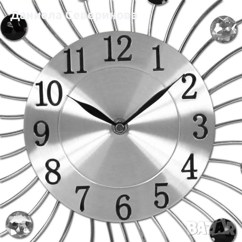 Модерен декоративен стенен часовник с кристали, 50 см, снимка 3 - Стенни часовници - 53695707