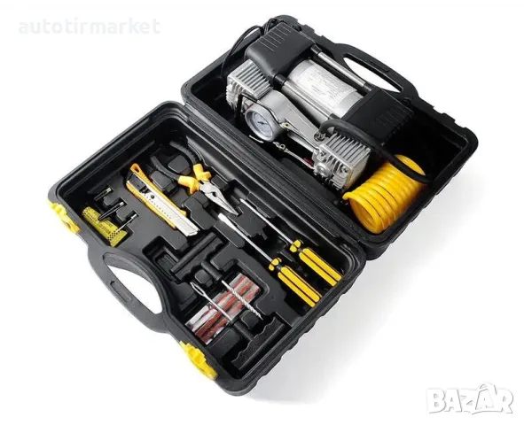 Двуцилиндров компресор за гуми 12V, 150 PSI, 55 л – NA618, снимка 4 - Аксесоари и консумативи - 56054227
