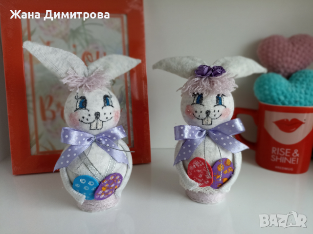 Ръчно изработени зайчета, снимка 2 - Декорация за дома - 36267308