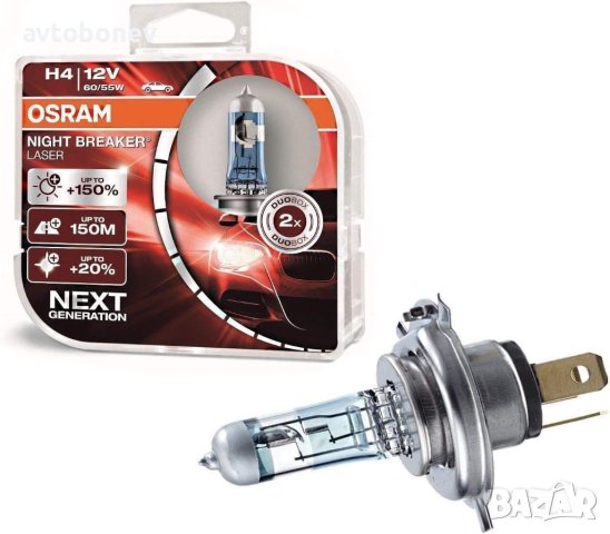 Халогенни крушки OSRAM NIGHT BREAKER LASER +150% H4 к-т/2 бр./, снимка 1 - Части - 31367063