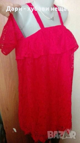 Рокля в червено, от дантела🍀❤XL,2XL, 3XL❤🍀арт.245