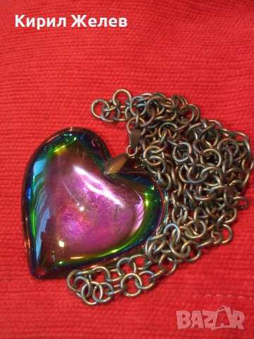 СТАР СЪРЦЕВИДЕН ВИНТИДЖ МЕДАЛЬОН КОЛИЕ ЦВЕТЕН КРИСТАЛ БРОНЗ ВЕРИЖКА МНОГО КРАСИВО КОЛИЕ 24791, снимка 16 - Колиета, медальони, синджири - 34507773