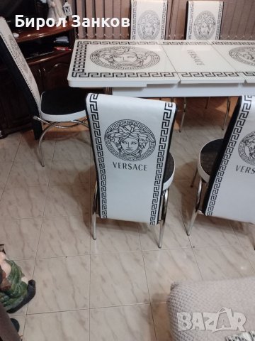 Продавам разтегателна трапезна маса VERSACE с 6 стола, снимка 5 - Маси - 39485005