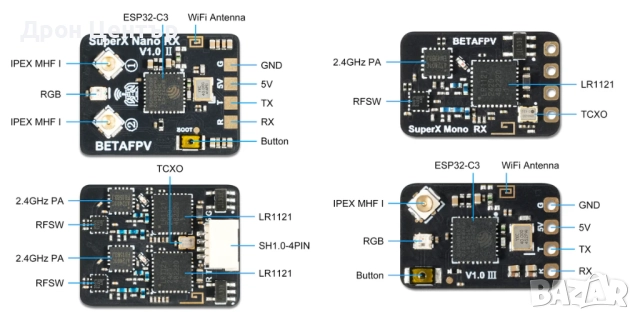 Приемник SuperX ELRS Gemini Xross Nano (ELRS 2.4G+915M), снимка 3 - Дронове и аксесоари - 52644532