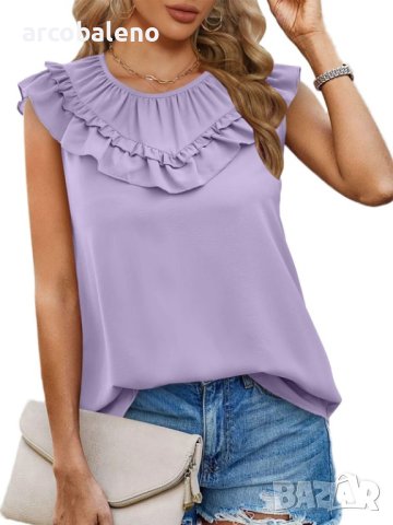 Дамски плисиран потник без ръкави от шифон, 8цвята , снимка 14 - Корсети, бюстиета, топове - 40340606