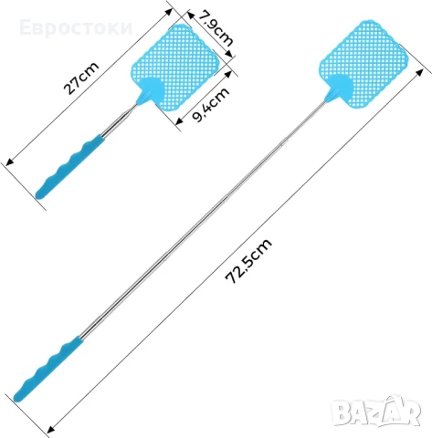 Мухобойка TAKUZA, комплект от 2 броя, разтегателна, с вградена стъргалка за комари, за отблъскване, снимка 6 - Други стоки за дома - 50841502