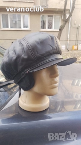 Кафяв дамски каскет Естествена кожа, снимка 3 - Шапки - 52369265