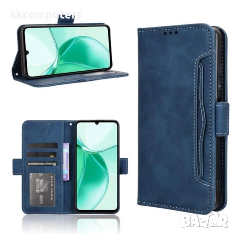 Кожен калъф Портфейл за ZTE Blade A35e- Магнитен клипс, Държач за карти и Стойка, вкл. Протектор, 5 , снимка 3 - Калъфи, кейсове - 52525267