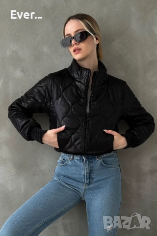 Дамско лъскаво яке в черен цвят, снимка 3 - Якета - 52319570