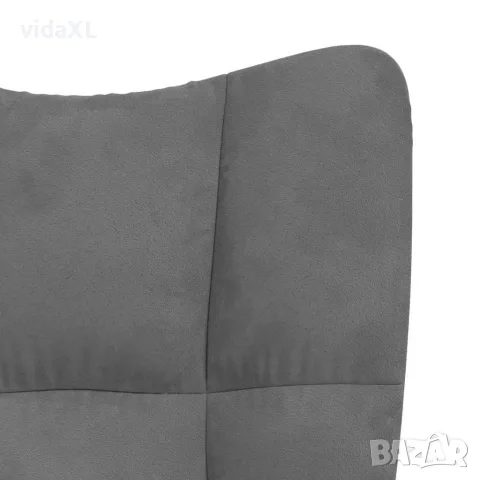 vidaXL Люлеещ стол, тъмносив, кадифе, снимка 7 - Столове - 56146879