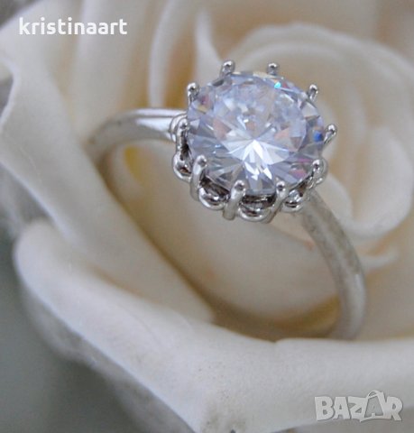 Пръстен от стомана и бял кристал *Годеж*