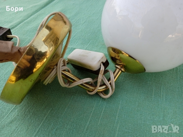Стара стенна лампа месинг и стъкло, снимка 7 - Лампи за стена - 36107351