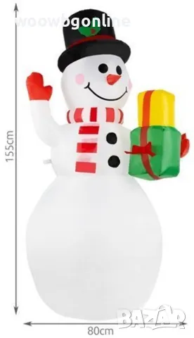 LED светещ надуваем снежен човек 155 см, снимка 5 - Други стоки за дома - 47844803