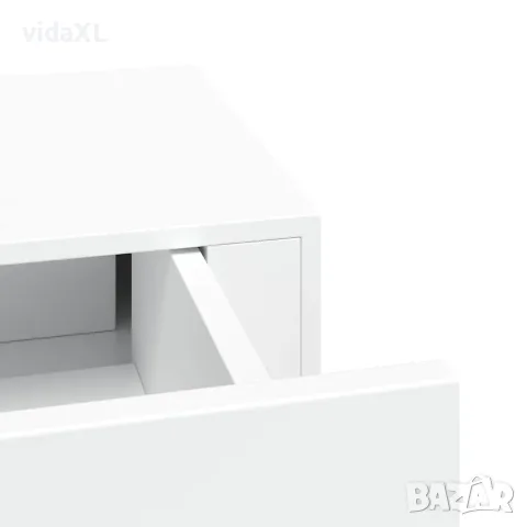 vidaXL Стенен рафт с чекмедже, бял, 40x23,5x10 см, МДФ, снимка 9 - Етажерки - 56146951