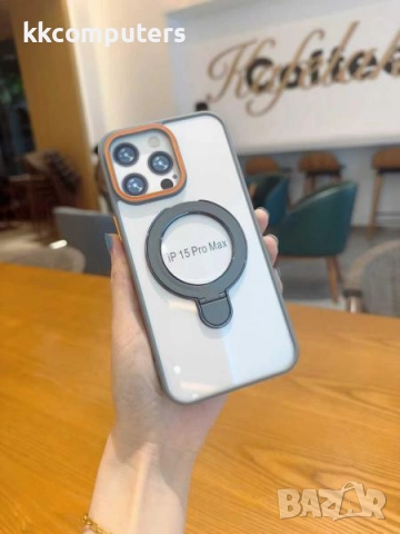 Калъф силикон MagStand Cover Прозрачен / Тъмносиня рамка / за iPhone 17 6.3 Баркод : 3132536, снимка 2 - Резервни части за телефони - 52399795