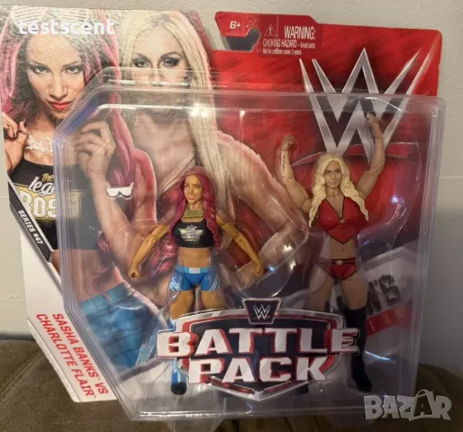 Комплект екшън фигури WWE Battle Pack Sasha Banks Charlotte Flair Саша Банкс и Шарлот Флеър mattel, снимка 3 - Фигурки - 49024281