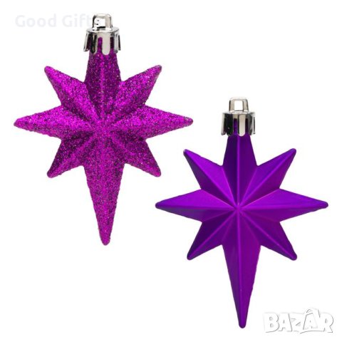 16 броя Комплект Лилави коледни звезди, 8см, снимка 2 - Други стоки за дома - 42685914