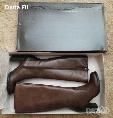 Ботуши в тъмнокафяв цвят с кроко ефект , снимка 5 - Дамски ботуши - 35697432