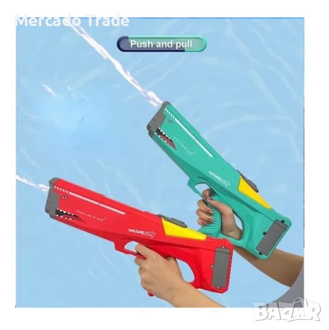 Воден пистолет Mercado Trade, Акула, За деца, 40см., Син, снимка 5 - Електрически играчки - 41335013