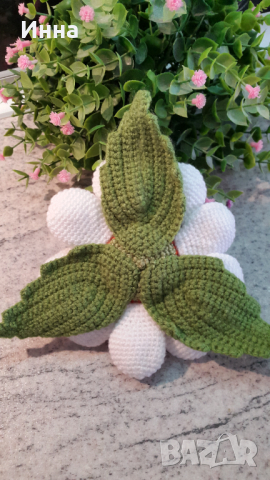 Плетена играчка Голямо цвете, Плетени, ръчно изработени. Перфектен подарък, снимка 6 - Романтични подаръци - 32418906