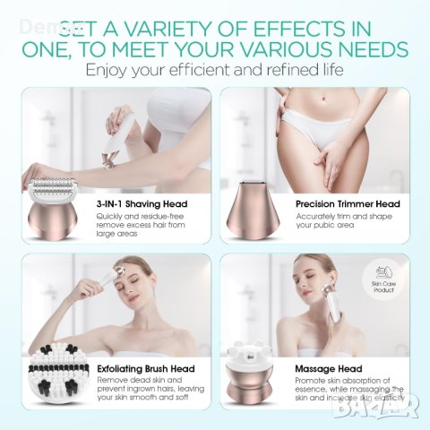 VOYOR Дамски тример за жени Бикини самобръсначка 4в1 Безжична, снимка 6 - Тримери - 41971614