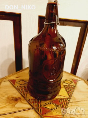 Немско шише от Бира 1л.Кафяво стъкло, снимка 4 - Антикварни и старинни предмети - 39643823
