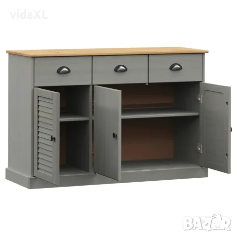 vidaXL Бюфет с чекмеджета VIGO, 113x40x75 см, сив, бор масив, снимка 4 - Бюфети - 56147331