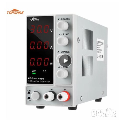 Topshak NPS3010W Лабораторно захранване DC 0-30V 0-10A 300W Регулируемо