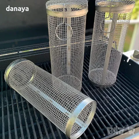 5350 Цилиндрична кошница за барбекю скара за зеленчуци, снимка 4 - Съдове за готвене - 47650158