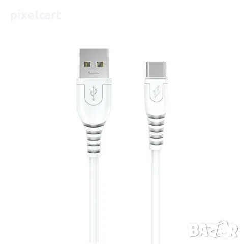 USB кабел USB A към Type C, 6A, 1m, Бял, снимка 1